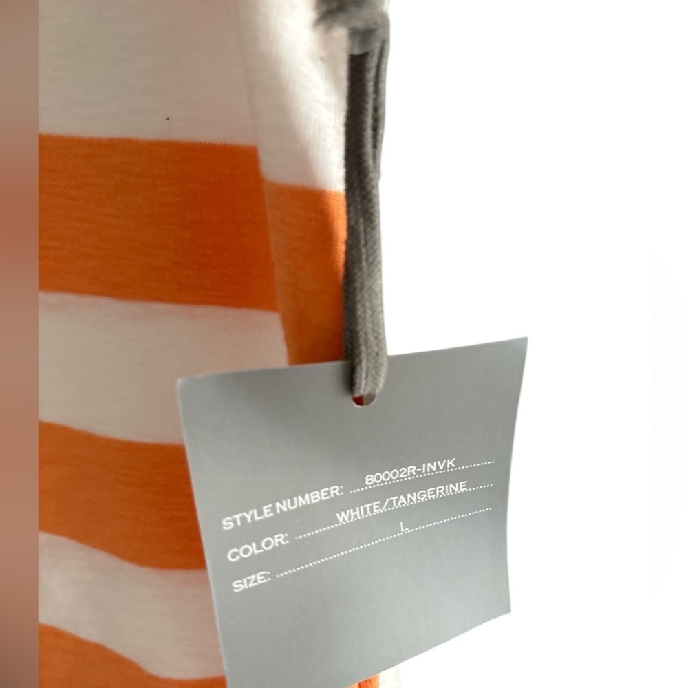 Marled White Tangerine Striped Cotton Modal Top - Picture 6 of 7